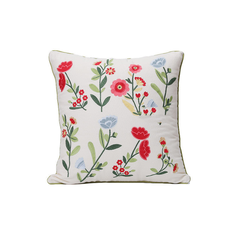 HKM-784403 Fashion Minimalist Embroidered Pillow with Botanical Design and Herbage Patterns