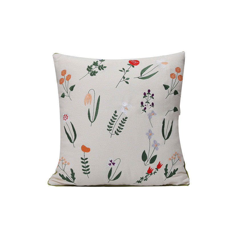 HKM-784403 Fashion Minimalist Embroidered Pillow with Botanical Design and Herbage Patterns