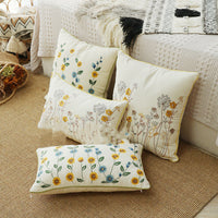 HKM-784403 Fashion Minimalist Embroidered Pillow with Botanical Design and Herbage Patterns