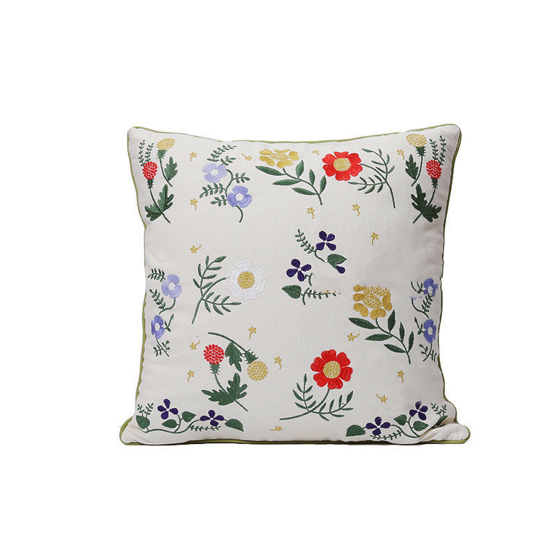 HKM-784403 Fashion Minimalist Embroidered Pillow with Botanical Design and Herbage Patterns