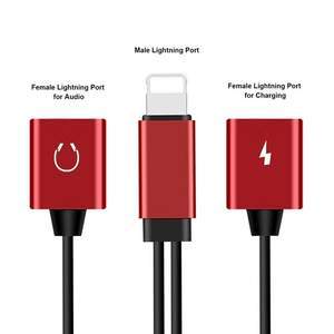 HKM-784467 Dual Lightning Adapter Cable for Music and Charging – Aluminum Alloy and TPE Material, Compatible with iOS 11 Systems