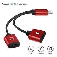 HKM-784467 Dual Lightning Adapter Cable for Music and Charging – Aluminum Alloy and TPE Material, Compatible with iOS 11 Systems