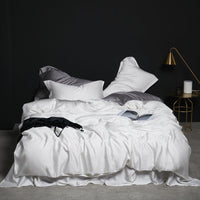 HKM-784851 Tencel Silk Duvet Cover Set in Various Sizes, Soft Plain Weave, Includes Pillowcases