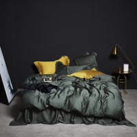 HKM-784851 Tencel Silk Duvet Cover Set in Various Sizes, Soft Plain Weave, Includes Pillowcases