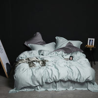 HKM-784851 Tencel Silk Duvet Cover Set in Various Sizes, Soft Plain Weave, Includes Pillowcases