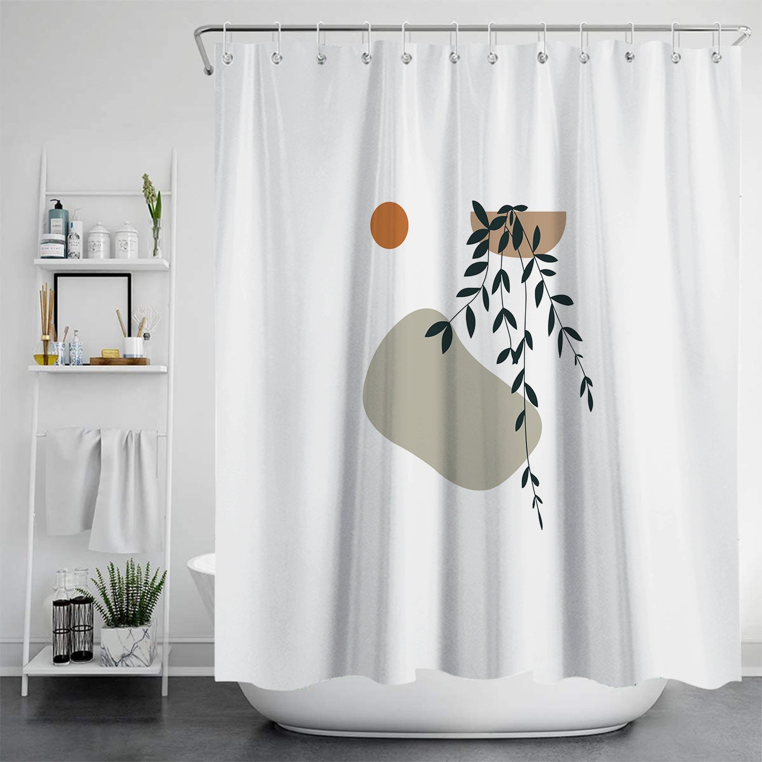 HKM-784915 Digital Printed Waterproof Shower Curtain – Mildew Resistant Polyester Fabric, Modern European Style