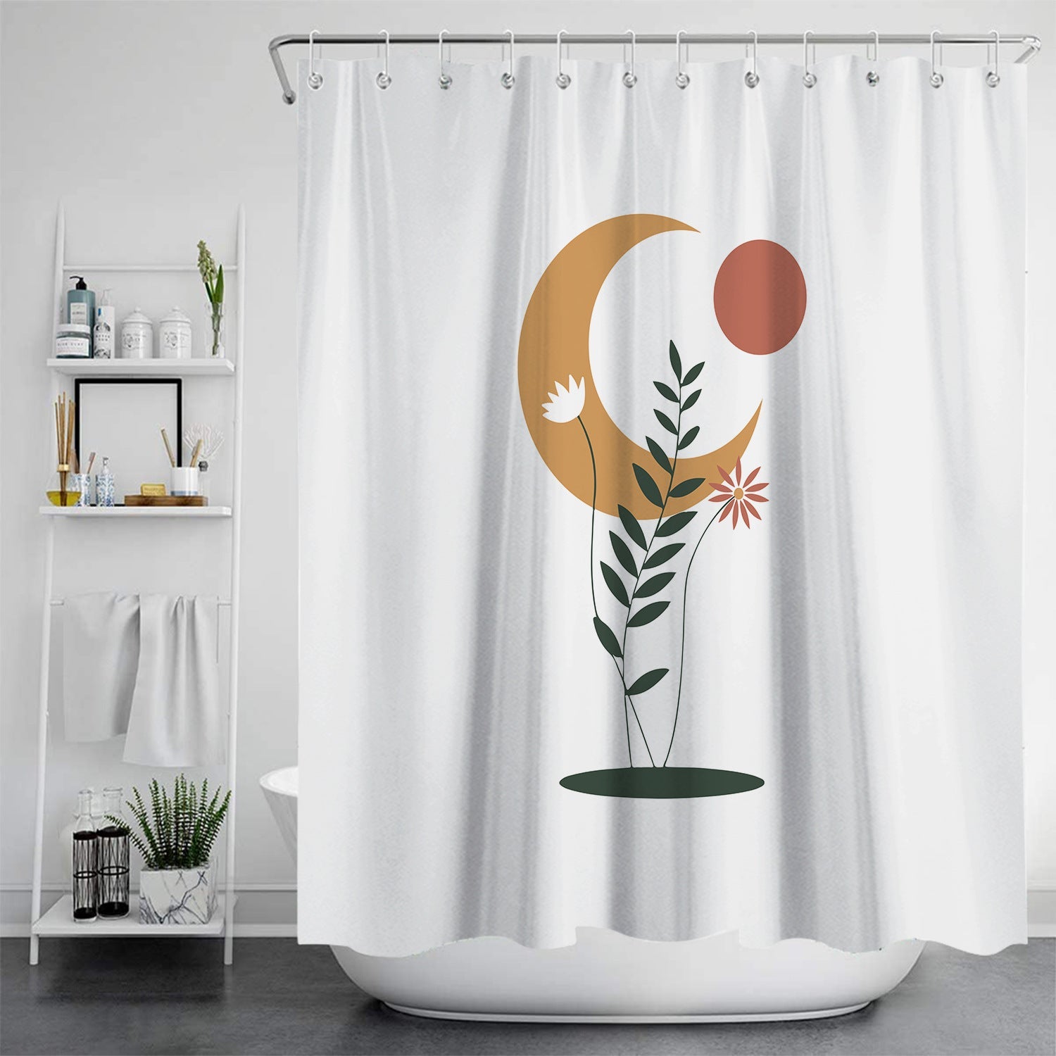 HKM-784915 Digital Printed Waterproof Shower Curtain – Mildew Resistant Polyester Fabric, Modern European Style