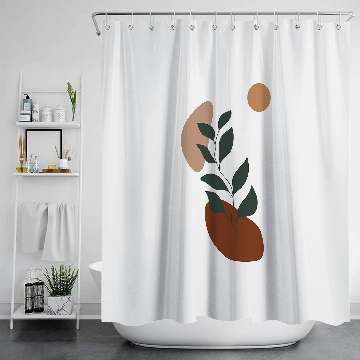 HKM-784915 Digital Printed Waterproof Shower Curtain – Mildew Resistant Polyester Fabric, Modern European Style