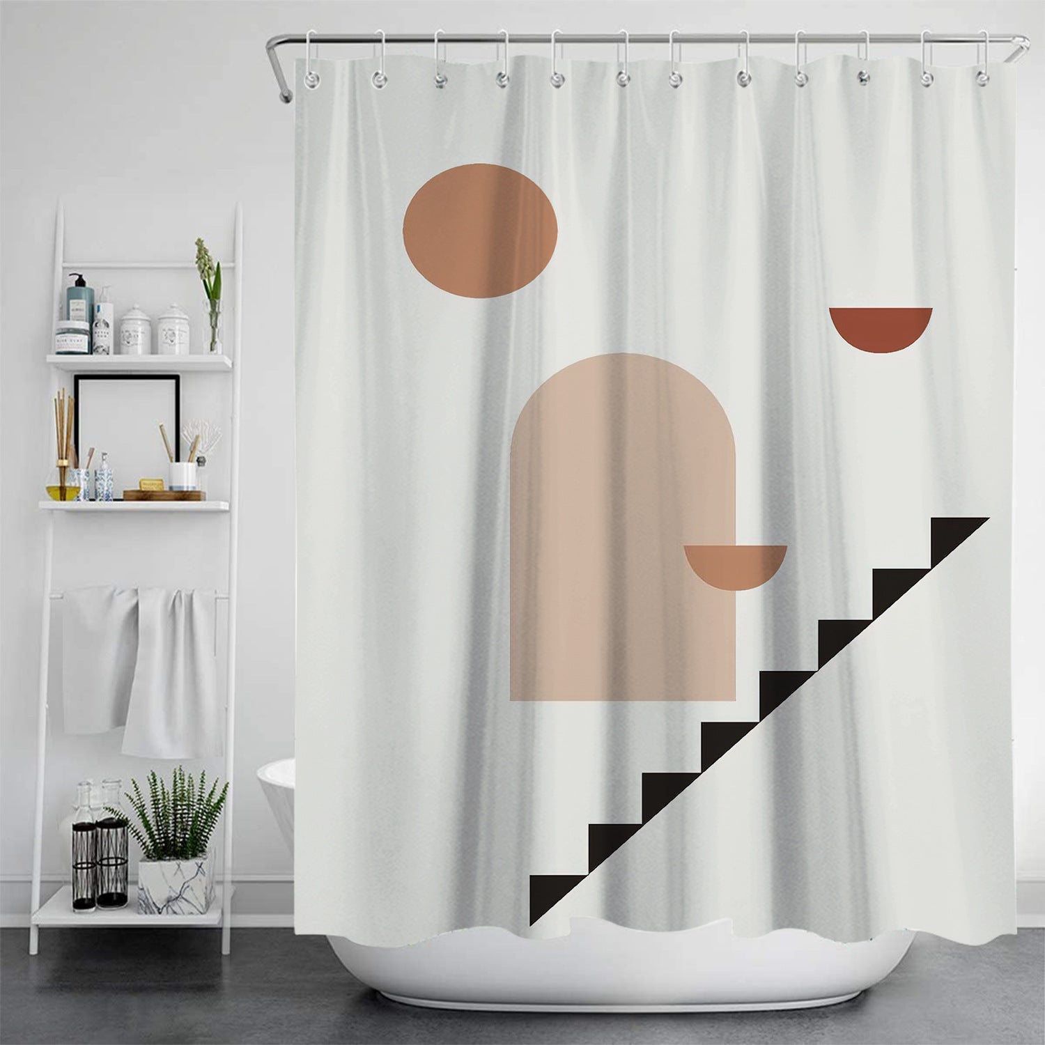 HKM-784915 Digital Printed Waterproof Shower Curtain – Mildew Resistant Polyester Fabric, Modern European Style