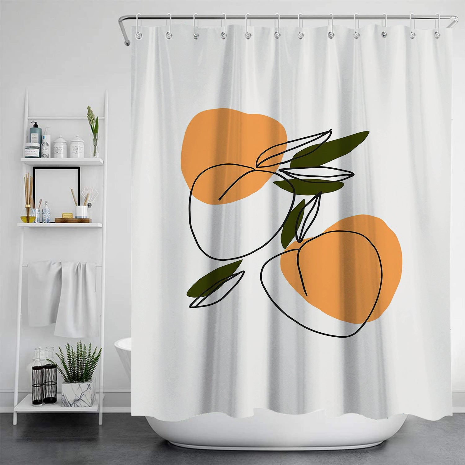HKM-784915 Digital Printed Waterproof Shower Curtain – Mildew Resistant Polyester Fabric, Modern European Style