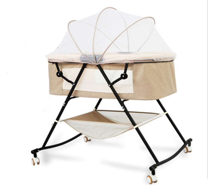 HKM-784915 Foldable Portable Baby Cradle Bed with Mosquito Net and Shaker Function