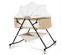 HKM-784915 Foldable Portable Baby Cradle Bed with Mosquito Net and Shaker Function