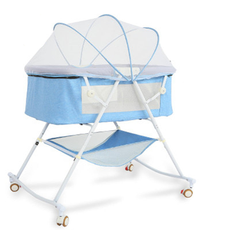HKM-784915 Foldable Portable Baby Cradle Bed with Mosquito Net and Shaker Function