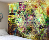HKM-784915 Mandala Series Printed Tapestry and Beach Blanket - Versatile Polyester Wall Hanging for Home and Outdoor Use
