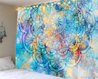 HKM-784915 Mandala Series Printed Tapestry and Beach Blanket - Versatile Polyester Wall Hanging for Home and Outdoor Use