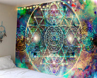 HKM-784915 Mandala Series Printed Tapestry and Beach Blanket - Versatile Polyester Wall Hanging for Home and Outdoor Use