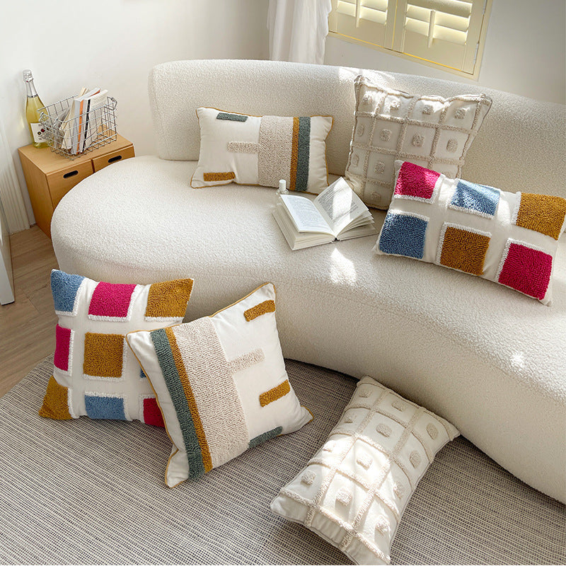 HKM-785043 Moroccan Style Geometric Loop Velvet Cushion - Various Colors and Sizes Available