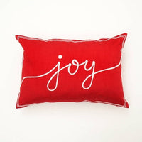 HKM-785235 Coastal Collection Polyester Lumbar Pillow with "Joy" Embroidery, 24x16 inches