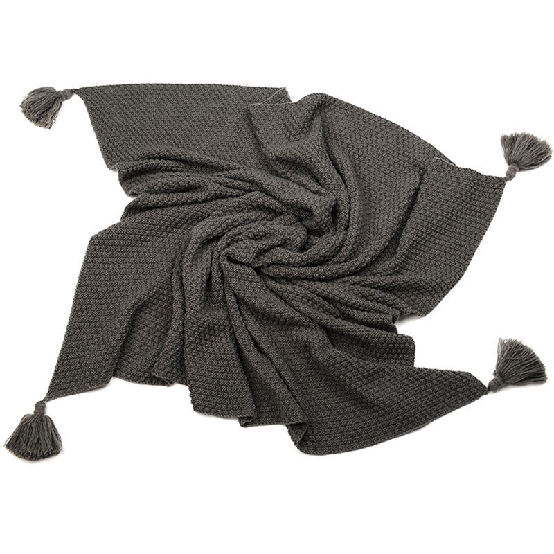 HKM-785235 Nordic Polyacrylonitrile Fiber Shawl Blanket - Blue/Gray, 100x100cm
