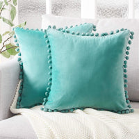 HKM-785299 Ball Lace Plush Pillowcase - Modern 45x45cm Cushion Cover in Multiple Colors