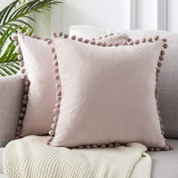 HKM-785299 Ball Lace Plush Pillowcase - Modern 45x45cm Cushion Cover in Multiple Colors