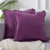 HKM-785299 Ball Lace Plush Pillowcase - Modern 45x45cm Cushion Cover in Multiple Colors