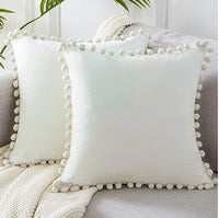HKM-785299 Ball Lace Plush Pillowcase - Modern 45x45cm Cushion Cover in Multiple Colors
