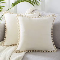 HKM-785299 Ball Lace Plush Pillowcase - Modern 45x45cm Cushion Cover in Multiple Colors