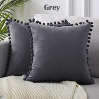 HKM-785299 Ball Lace Plush Pillowcase - Modern 45x45cm Cushion Cover in Multiple Colors