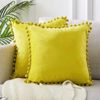HKM-785299 Ball Lace Plush Pillowcase - Modern 45x45cm Cushion Cover in Multiple Colors