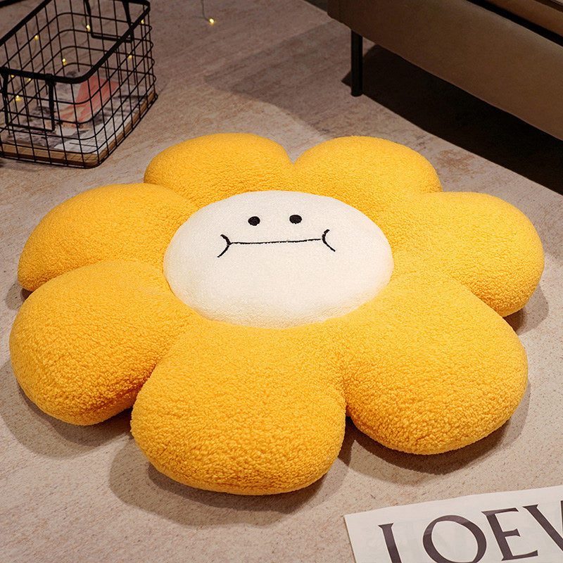HKM-785363 Cartoon Sunflower Embroidered Throw Pillow for Bay Window – Modern Decorative Cushion