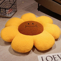 HKM-785363 Cartoon Sunflower Embroidered Throw Pillow for Bay Window – Modern Decorative Cushion