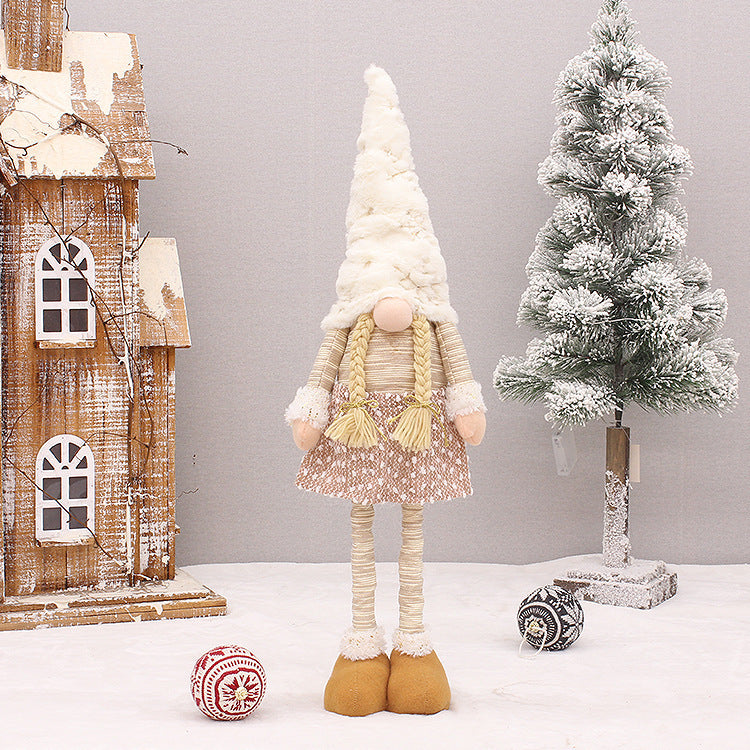 HKM-785363 Retractable Luminous Santa Doll Rudolf - Christmas Faceless Ornament Decoration