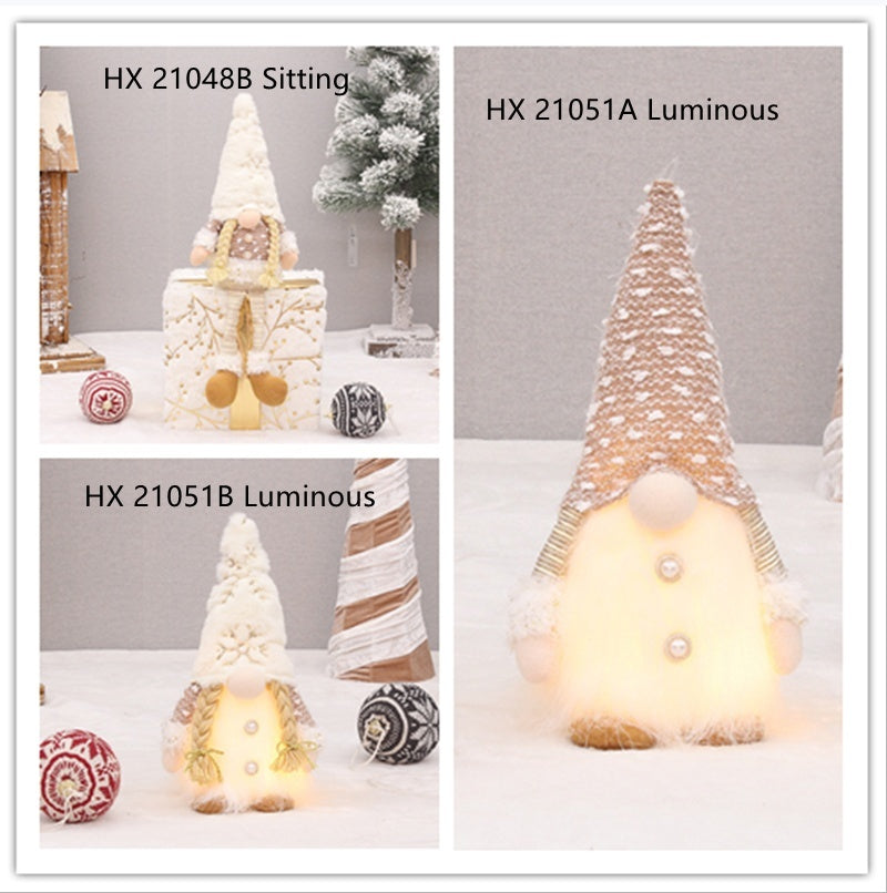 HKM-785363 Retractable Luminous Santa Doll Rudolf - Christmas Faceless Ornament Decoration