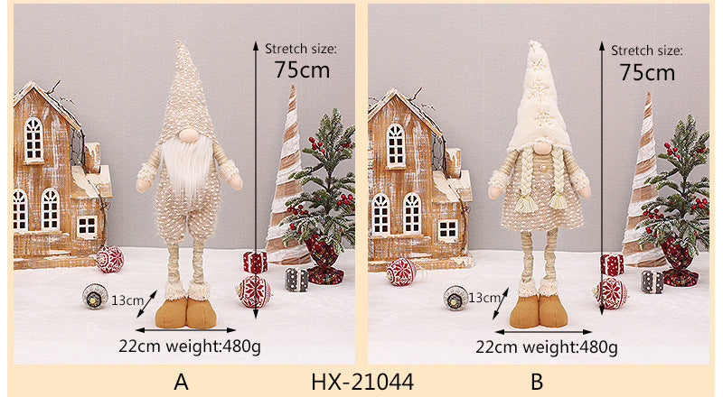 HKM-785363 Retractable Luminous Santa Doll Rudolf - Christmas Faceless Ornament Decoration