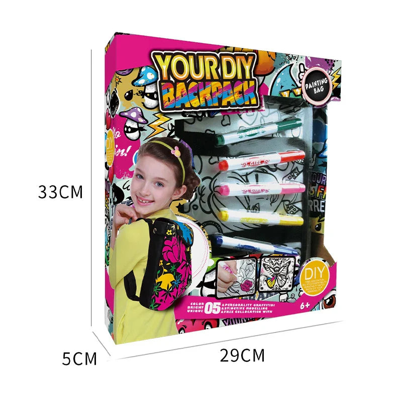HKM-785811 Colorful DIY Kids Drawing Bag Set – Fun Doodle Backpack for Creative Play