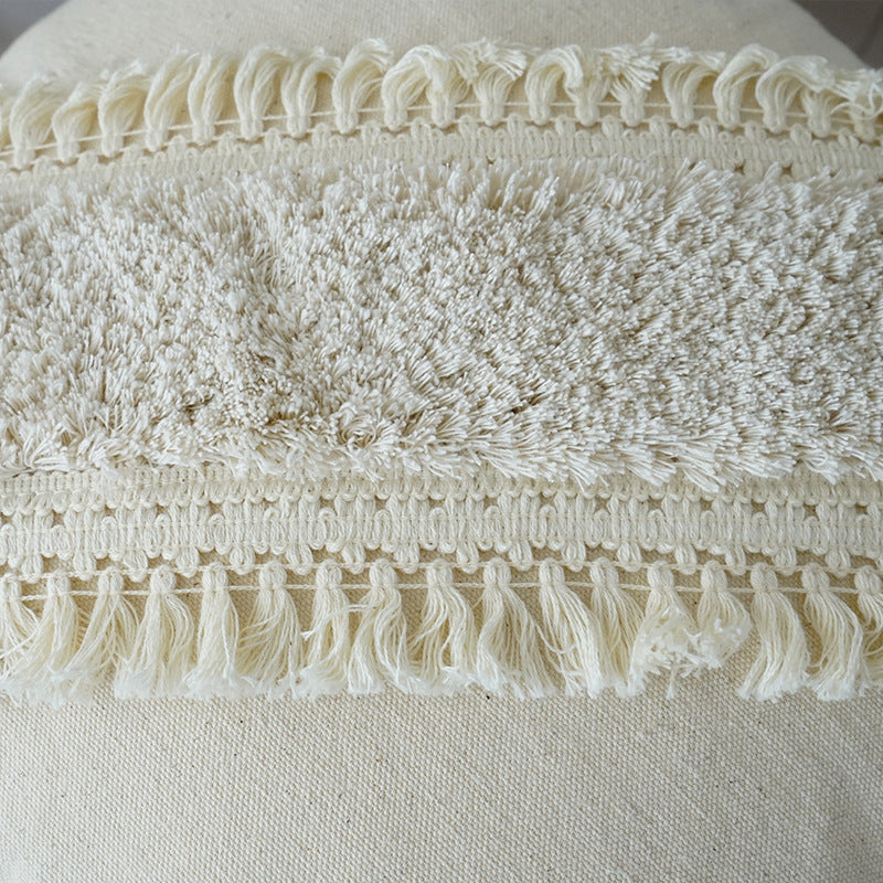 HKM-786003 Boho Ethnic Tufted Pillowcase with Tassels – Canvas, 45x45CM & 30x50CM Options