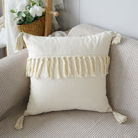HKM-786003 Boho Ethnic Tufted Pillowcase with Tassels – Canvas, 45x45CM & 30x50CM Options