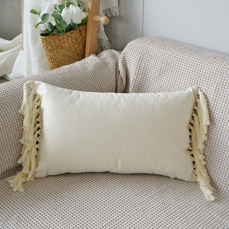 HKM-786003 Boho Ethnic Tufted Pillowcase with Tassels – Canvas, 45x45CM & 30x50CM Options