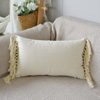 HKM-786003 Boho Ethnic Tufted Pillowcase with Tassels – Canvas, 45x45CM & 30x50CM Options