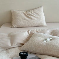 HKM-786067 Geometric Cotton and Linen Jacquard Herringbone Four-Piece Bed Sheet Set with Floral Design