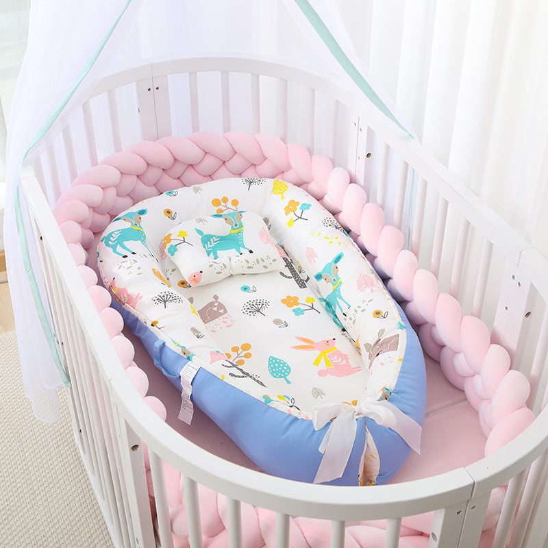 HKM-786387 Foldable Portable Bionic Baby Bed with Removable Cotton, Anti-Pressure Comfort
