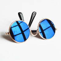 HKM-786387 Reflective Fashion Accessory Mirror for Small Pets - Colorful Metal Frame with Non-Slip Glasses Bands