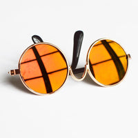 HKM-786387 Reflective Fashion Accessory Mirror for Small Pets - Colorful Metal Frame with Non-Slip Glasses Bands