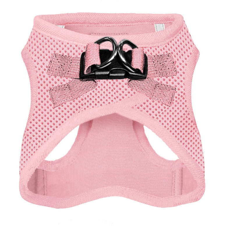 HKM-786579 Reflective Mesh Dog Walking Harness with Scalable Traction Rope - Breathable Polyester - XS to XL Sizes - Available in Blue, Black, Pink, Sky Blue