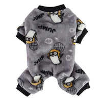 HKM-786963 Cozy Winter Thermal Pajamas with Zebra Stripes for Pets in Gray and Penguin Designs