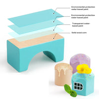 HKM-786963 Wooden Building Blocks Set for Creative City Scenes - Educational Geometric Shapes for Ages 3+