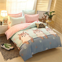 HKM-787155 Cashmere Cotton Flower Print Bedding Set - Available in Three-Piece and Four-Piece Options for Beds Up to 2.0m