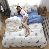 HKM-787155 Cashmere Cotton Flower Print Bedding Set - Available in Three-Piece and Four-Piece Options for Beds Up to 2.0m