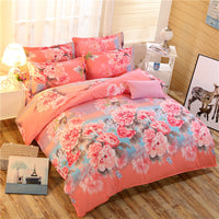 HKM-787155 Cashmere Cotton Flower Print Bedding Set - Available in Three-Piece and Four-Piece Options for Beds Up to 2.0m